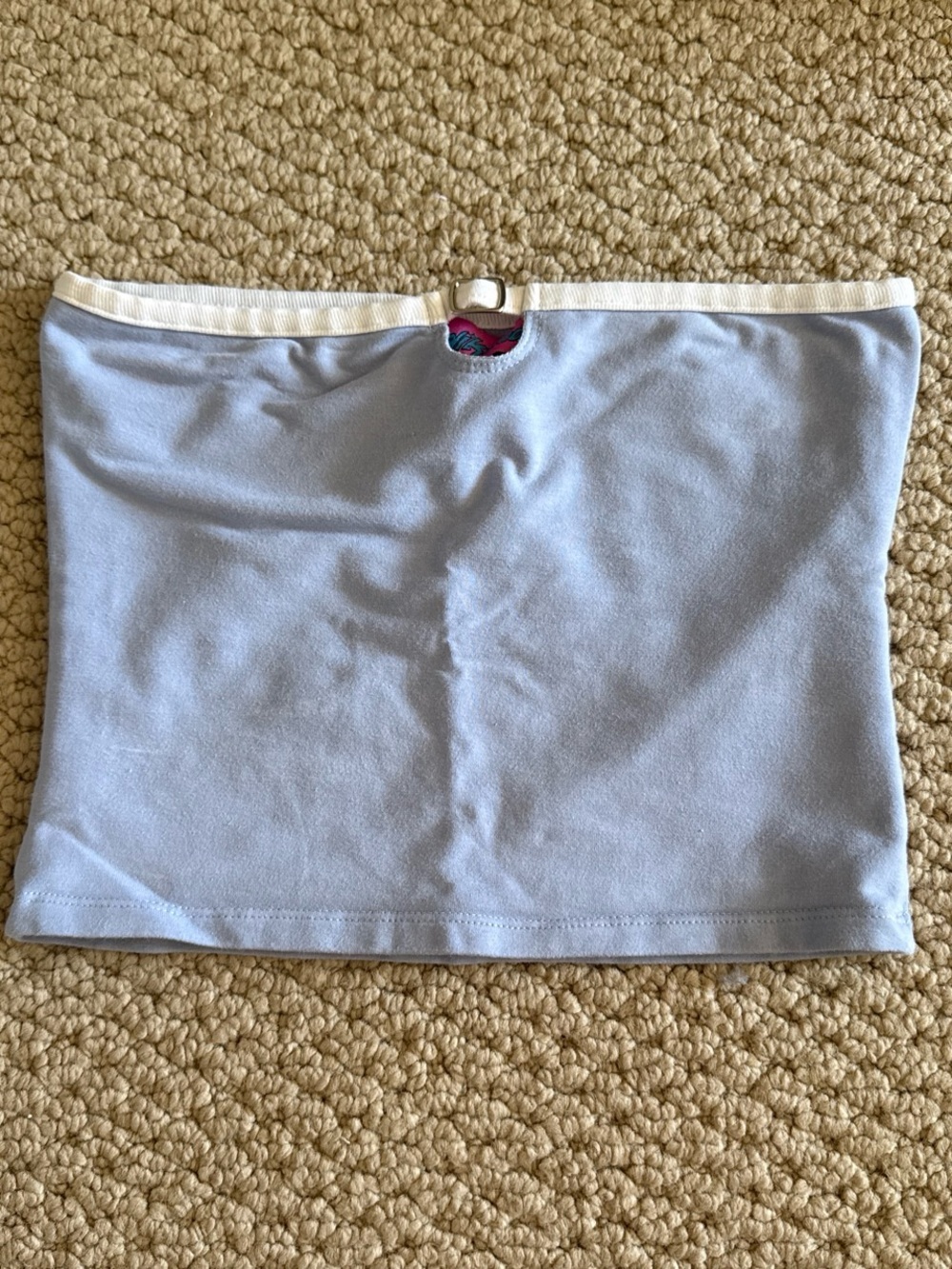 Edikted Light Blue Strapless Tube Top with White Trim